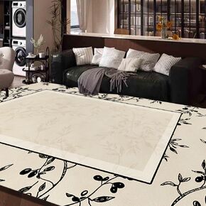 Natural Style Carpet, Christmas Area Rug, 5x7 feet Low Plush Area Rug, Suitable for bedrooms, Living Rooms, and Apartments. The Anti Slip Backing can be Washed with Water.red-White.