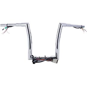 MoKitDora Road Glide Pre-wired Handlebar 16" Rise 1-1/2" Fat 1" Clamp Ape Hangers Z Bars for Harley 2008-2013 FLTR, Chrome