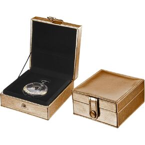 ManChDa Leather Pocket Watch Box Portable Single PU Pocket Watch Case Display Organizer Pocket Watch Gift Box Pocket Watch Storage Box Trip - Portable Travel Pocket Watch Case Gifts for Men