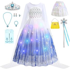 Elsa Costume For Girls, Princess Elsa Dress For Toddler Girl 3-8 Frozen Elsa Dress For Birthday Role Play Halloween
