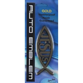 Large Gold Christian Jesus Fish Auto Emblem