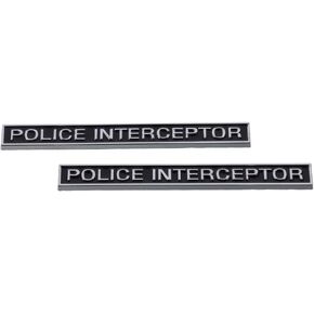 BYOBYO 2Pcs Police Interceptor Emblem 3D Letter Logo Car Door Fender Badge Decal 5.1inch Black Car Rear Trunk Sticker Decals Badge Decorations Car Accessories