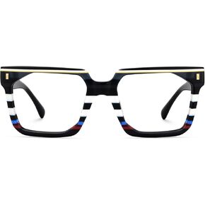 Zeelool Stylish Rectangle Eyeglasses Thick Frame Glasses for women/Men with Non-prescription Clear Lens Laguer ZJGA872500