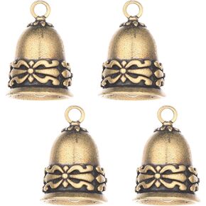 4 PCS Small Bells Vintage Brass Hanging Bells, Vintage Christmas Brass Hanging Bells for Decoration, Crafts Ornaments Pendants Bells for Crafting Keychain Christmas