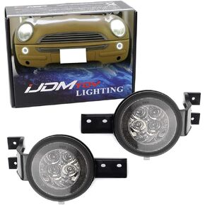 iJDMTOY Smoked Lens White LED DRL Parking Light/Turn Signal Compatible With 2002-06 MINI Cooper R50 R53 Hatchback & 05-08 R52 Convertible, OEM Fit White Daytime Running Lights & Amber Turn Blinkers