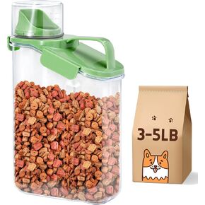 حاوية طعام الكلاب، حاويات تخزين طعام الكلاب بسعة 3-5 رطل مع حاوية طعام القطط محكمة الغلق وصنبور كبير مع أكواب قياس، حاوية تخزين طعام الحيوانات الأليفة المحمولة أثناء السفر (أبيض) in Kuwait