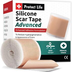 Medical Grade Silicone Scar Tape Advanced Adhesive Formulation (1.57in x 188in) Scar Removal Away Strips for Surgical Scars, Silicone Tape & Keloid Scar Treatment, Reusable Silicone Scar Sheets