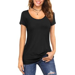 Amoretu Women's Scoop Neck Short Sleeve Tees Cotton T Shirts Blouses Tops
