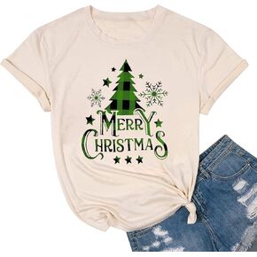 Christmas Shirts for Women Merry and Bright Christmas Shirt Xmas Tree Graphic Holiday T-Shirt Tops