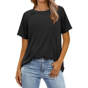 ANRABESS Womens Tops Casual Loose Fit T Shirts Short Sleeve Crew Neck Summer Basic Tees 2025 Trendy Outfits