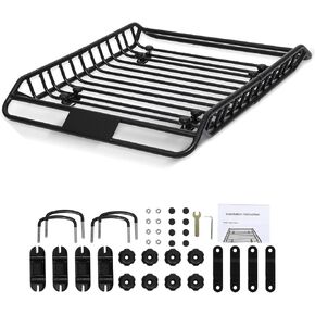 Rooftop Cargo Basket - 220 Lbs Capacity Anti-Rust Carrier, 50" x 37" x 6.3" Roof Rack Baskets for Suvs, Cars, and Trucks