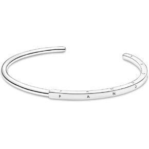 Pandora Jewelry Signature I-D Open Bangle Bracelet for Women - Sterling Silver - 7.5"
