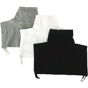 Teemall Women Girls Causal Cotton Islamic Long Neck Dickey Faux Turtlenecks Collar(3pc)