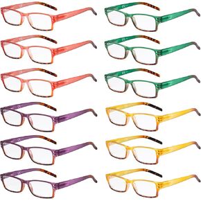 Eyekepper 12-Pack Reading Glasses for Women Spring Hinges Pattern Design Readers Glasses Ladies +0.50