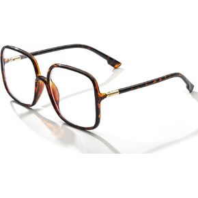 BIGGY Oversized Square Blue Light Blocking Glasses - Ultralight Anti Eyestrain | Reduce Eye Strain Nerd Glasses, Reading book/TV/Computer/Gaming Frames for Women Men, Anti UV (rectangle leopard)