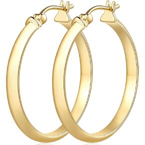 Gold Hoop Earrings 14K Gold Big Hoop Earrings Minimalist Bulging Hoop Earrings for Women’s Earrings