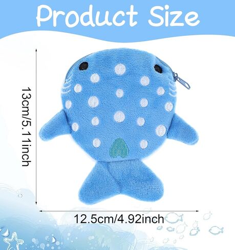 Cute Shark Stuff, 2 Pcs Plush Coin Pouch, for Twins or Two Kids Family Kawaii Fluffy Wallet, Mini Cartoon Coin Purse, Stunning Birthday Gift(Blue and Grey) in Kuwait
