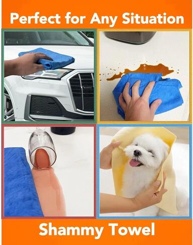 Premium Shammy Cloth for Car Drying - 2pk(26"x17") - Super Absorbent Synthetic Chamois Towel for Car - Reusable Car Drying Shammy - Scratch-Free Car Drying Towel(Yellow & Yellow) in Saudi Arabia