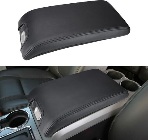 INTGET Center Console Armrest Cover for Ford F150 Accessories 2009 2010 2011 2012 2013 2014 Car Middle Lid Seat Cover Protector Elbow Cushion Pad (Black Stitches, 2009-2014) in Kuwait