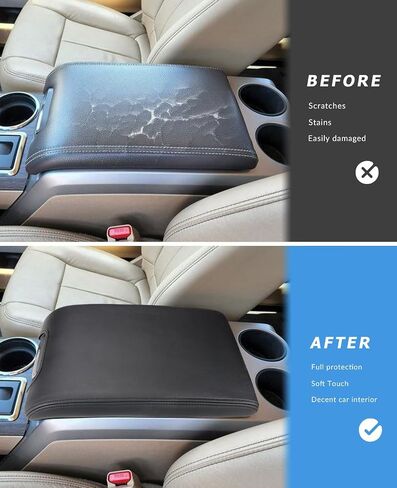 INTGET Center Console Armrest Cover for Ford F150 Accessories 2009 2010 2011 2012 2013 2014 Car Middle Lid Seat Cover Protector Elbow Cushion Pad (Black Stitches, 2009-2014) in Kuwait