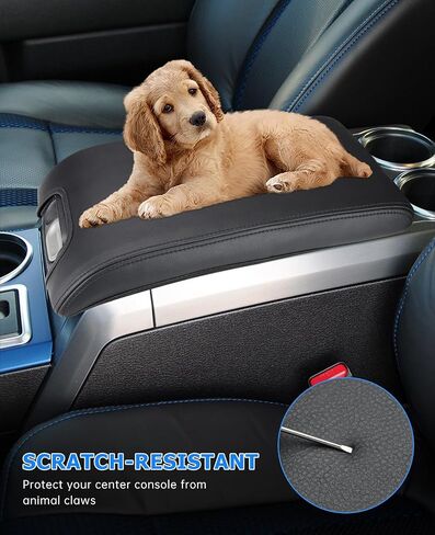 INTGET Center Console Armrest Cover for Ford F150 Accessories 2009 2010 2011 2012 2013 2014 Car Middle Lid Seat Cover Protector Elbow Cushion Pad (Black Stitches, 2009-2014) in Kuwait