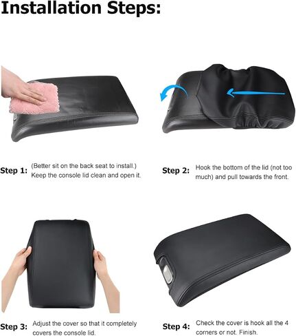 INTGET Center Console Armrest Cover for Ford F150 Accessories 2009 2010 2011 2012 2013 2014 Car Middle Lid Seat Cover Protector Elbow Cushion Pad (Black Stitches, 2009-2014) in Kuwait