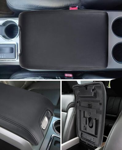 INTGET Center Console Armrest Cover for Ford F150 Accessories 2009 2010 2011 2012 2013 2014 Car Middle Lid Seat Cover Protector Elbow Cushion Pad (Black Stitches, 2009-2014) in Kuwait