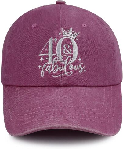 30 40 50 60 70 80 90 Birthday Hat for Women, Adjustable Embroidered Crown Baseball Cap in Kuwait