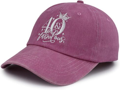 30 40 50 60 70 80 90 Birthday Hat for Women, Adjustable Embroidered Crown Baseball Cap in Kuwait