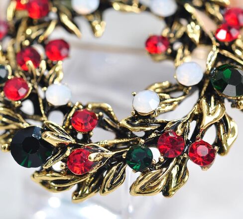 Gyn&Joy Crystal Rhinestone Holiday Christams Wreath Brooch Pin in Kuwait