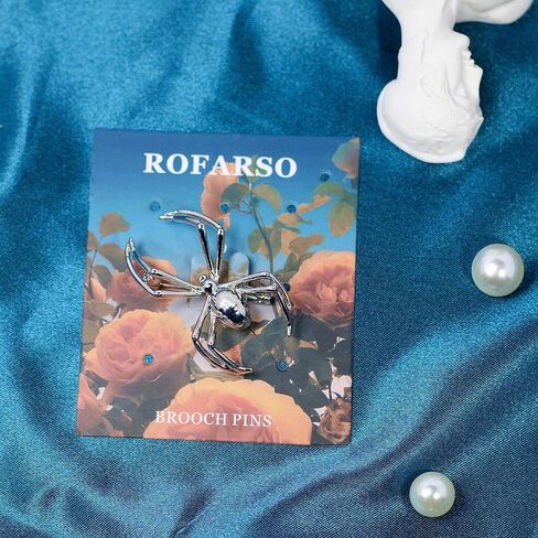 ROFARSO ​​العنكبوت بروش دبوس معطف خمر ملحق معدني الحيوان التلبيب دبوس مأدبة شارة دبابيس حقيبة الظهر دبوس in Saudi Arabia