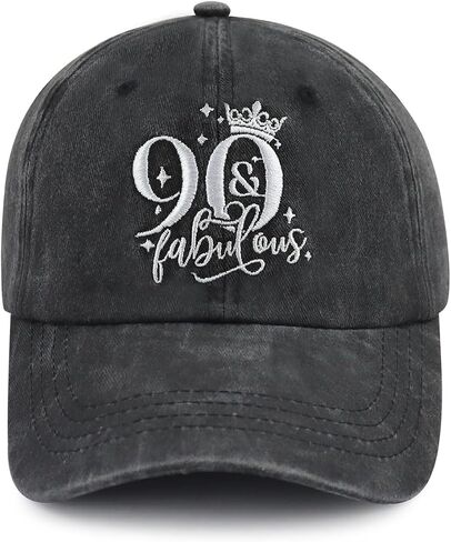 30 40 50 60 70 80 90 Birthday Hat for Women, Adjustable Embroidered Crown Baseball Cap in Kuwait