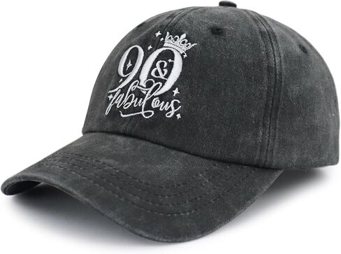 30 40 50 60 70 80 90 Birthday Hat for Women, Adjustable Embroidered Crown Baseball Cap in Kuwait