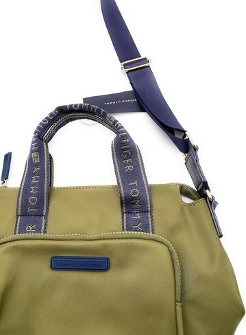 Tommy Hilfiger Bag I Women's I Green I Handbag I Shoulder Bag I Nylon I 30 x 20 x 15 cm I TH Logo I Women's Handbag I Women Bag4399, Green in Saudi Arabia