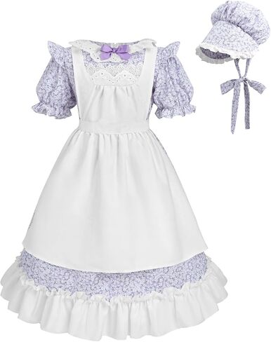 NSPSTT Prairie Dresses for Girls Pioneer Costumes for Girls Girls Colonial Costume Set with Bonnet age over 4 years old in Kuwait
