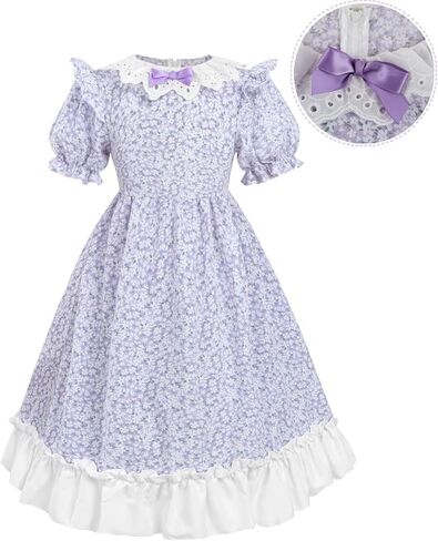NSPSTT Prairie Dresses for Girls Pioneer Costumes for Girls Girls Colonial Costume Set with Bonnet age over 4 years old in Kuwait