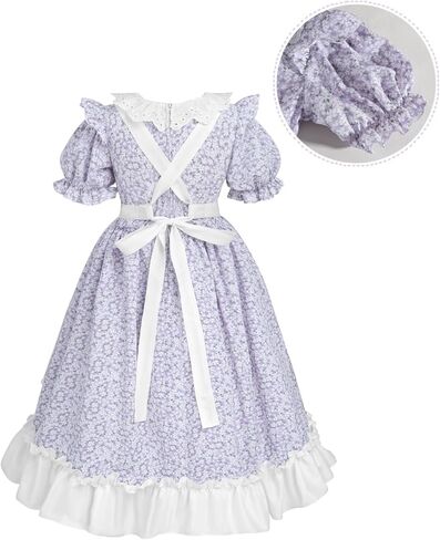 NSPSTT Prairie Dresses for Girls Pioneer Costumes for Girls Girls Colonial Costume Set with Bonnet age over 4 years old in Kuwait