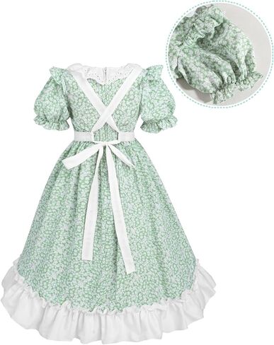NSPSTT Prairie Dresses for Girls Pioneer Costumes for Girls Girls Colonial Costume Set with Bonnet age over 4 years old in Kuwait