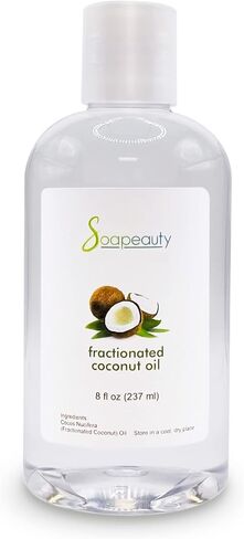 Soapeauty FRACTIONATED Coconut Oil Cold Pressed Refined | 100% Natural Available in Bulk | Carrier for Essential Oils, Face, Skin, Hair Moisturizer, Soap Making | 32 fl oz in Kuwait
