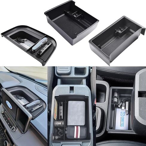 EDBETOS 3 قطع/مجموعة منظم وحدة التحكم المركزية متوافق مع Ford Maverick 2022 2023 2024 2025 ملحقات XL XLT Lariat Pickup Truck، منظم وحدة التحكم وصينية مسند الذراع، صندوق تخزين شاشة لوحة القيادة in Kuwait