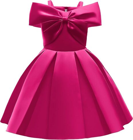 Uhnice Flower Girl Formal Dress Off Shoulder Bowknot Wedding Ball Gown in Kuwait