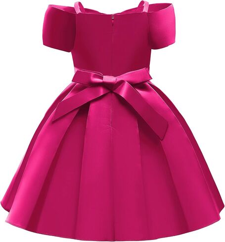 Uhnice Flower Girl Formal Dress Off Shoulder Bowknot Wedding Ball Gown in Kuwait
