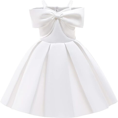 Uhnice Flower Girl Formal Dress Off Shoulder Bowknot Wedding Ball Gown in Kuwait