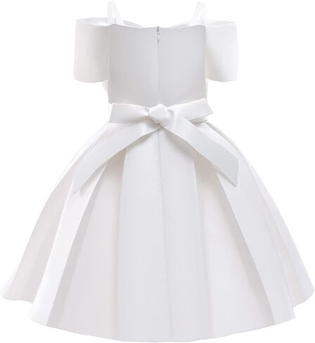 Uhnice Flower Girl Formal Dress Off Shoulder Bowknot Wedding Ball Gown in Kuwait