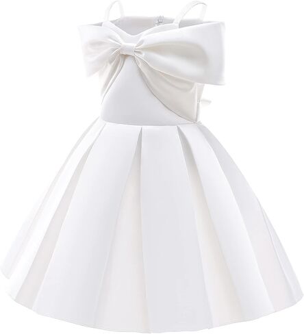 Uhnice Flower Girl Formal Dress Off Shoulder Bowknot Wedding Ball Gown in Kuwait