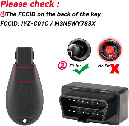 سيارة عن بعد مفتاح فوب obd diy صالح لكرايسلر تاون آند كانتري دودج جراند كارافان تشالنجر دورانجو رحلة ذاكرة الوصول العشوائي دخول بدون مفتاح التحكم عن بعد استبدال IYZ-C01C M3N5WY783X in Kuwait