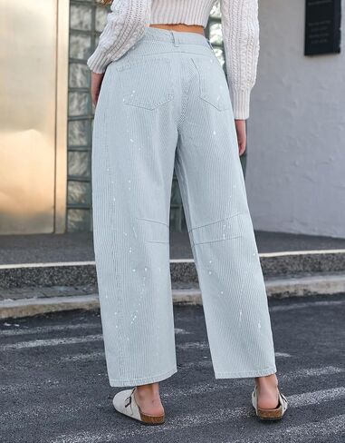 Kedera Women Stripe Barrel Jeans Casual Denim Jeans Loose Wide Leg Baggy Pants Mid Waist Boyfriend Jeans Y2k in Kuwait