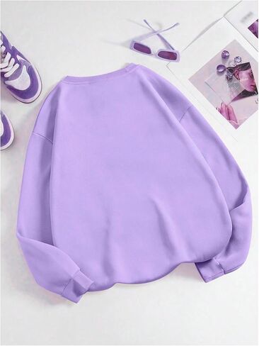 SweatyRocks Women's Letter Graphic Crewneck Sweatshirts Long Sleeve Oversized Pullover Top in Saudi Arabia