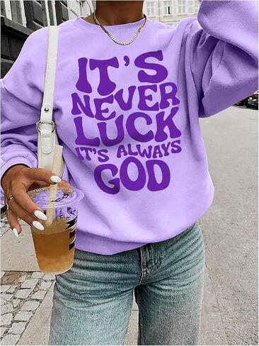 SweatyRocks Women's Letter Graphic Crewneck Sweatshirts Long Sleeve Oversized Pullover Top in Saudi Arabia
