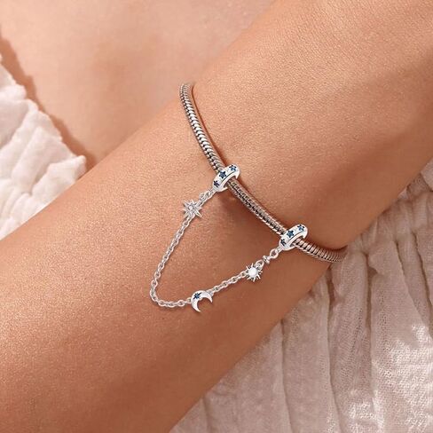 Newsoul 925 Silver Safety Chain Charms for Bracelets Four Leaf Clover Dangle Pendants with Butterfly Floret Beads Jewelry Charms Gifts for Women in Saudi Arabia